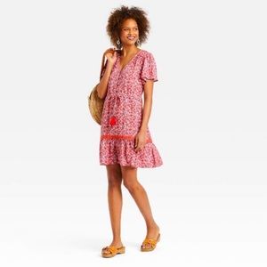 Knox Rose Flutter Short Sleeve Tiered Dress NWT